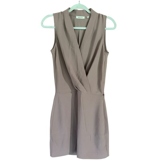 Babaton Aritzia Phoenix Matte Satin Shawl Collar V-Neck Sheath Dress S Blush - Picture 2 of 11